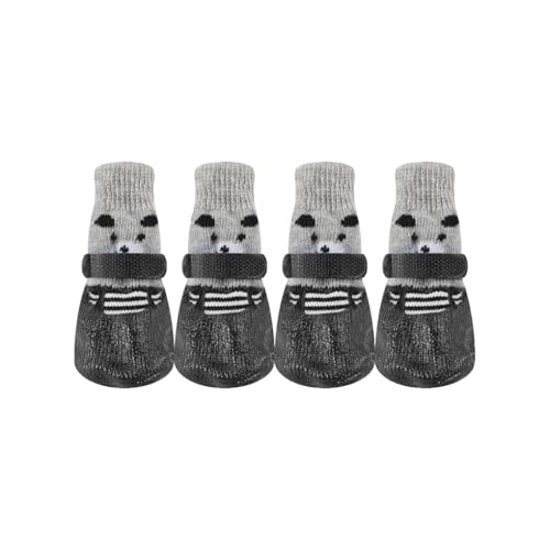 LIXSAZSE 4 Stück Reflektierende Haustierschuhe Baumwolle Regen Schneestiefel Socken Set mit Gummisohle Pfotenabdeckung Strumpf Kleiner Hund im Freien, Schwarz, M LIXSAZSE 4 Stück Reflektierende Haustierschuhe Baumwolle Regen Schneestiefel Socken Set mit Gummisohle Pfotenabdeckung Strumpf Kleiner Hund im Freien, Schwarz, M von LIXSAZSE
