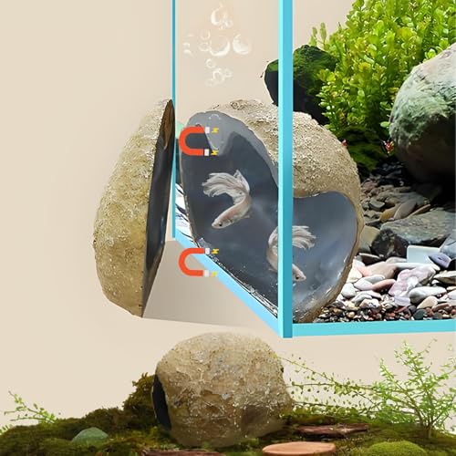 LIYAOLI Magnetische, abnehmbare Aquariumhöhle, Aquarium-Versteck für Fische, Schwarz, Kunststoff von LIYAOLI