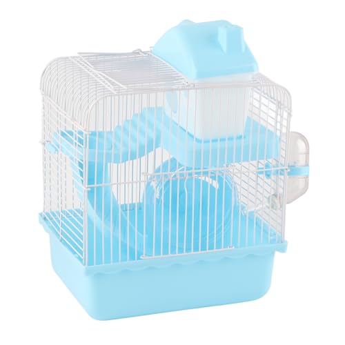 Geben Sie Ihrem Hamster Raum zum Herumstreifen: 2-stöckiger Hamsterkäfig mit hohem Chassis-Design – geräumiger Lebensraum für Haustierh (Blau) von LIYJTK