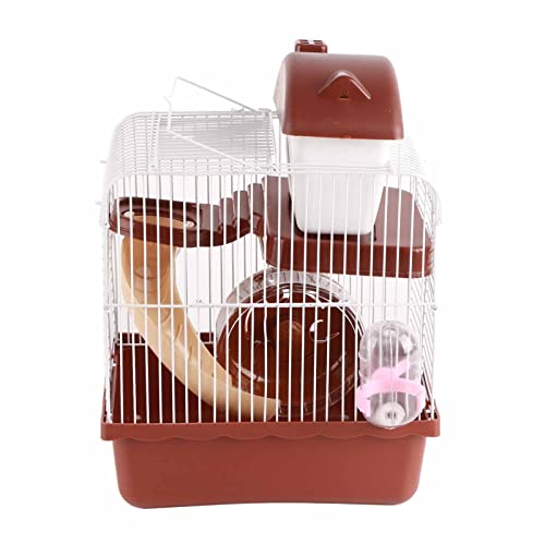 Geben Sie Ihrem Hamster Raum zum Herumstreifen: 2-stöckiger Hamsterkäfig mit hohem Chassis-Design – geräumiger Lebensraum für Haustierh (Kaffee) von LIYJTK