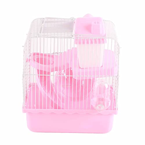 Geben Sie Ihrem Hamster Raum zum Herumstreifen: 2-stöckiger Hamsterkäfig mit hohem Chassis-Design – geräumiger Lebensraum für Haustierh (Rosa) von LIYJTK