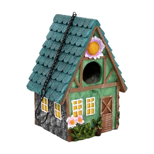 Hängende Vogelhäuser für den Außenbereich aus Kunstharz, solides Vogelhaus für Garten, Terrasse, Dekoration, wasserdichtes Vogelhaus mit Eisen-Hängekette, Geschenk für Vogelliebhaber (Blau, 19 x 16 x Hängende Vogelhäuser für den Außenbereich aus Kunstharz, solides Vogelhaus für Garten, Terrasse, Dekoration, wasserdichtes Vogelhaus mit Eisen-Hängekette, Geschenk für Vogelliebhaber (Blau, 19 x 16 x von LIYJTK