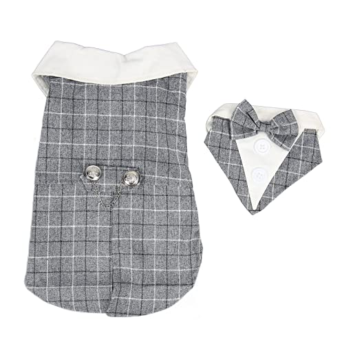 Haustier Hochzeitsanzug stilvoller eleganter Hund Smokedo Anzug für Hochzeits Geburtstagsfeier Scheck grau (XL) von LIYJTK