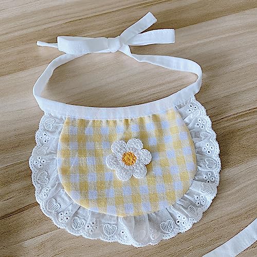 Haustier-Hunde-Sabber-Handtuch, Hunde-Bandana, niedliches, modisches Karomuster, Smiley-Gesicht, kleine Hunde-Lätzchen für Bichon, Teddy, Zwergspitz (Light Yellow) von LIYJTK