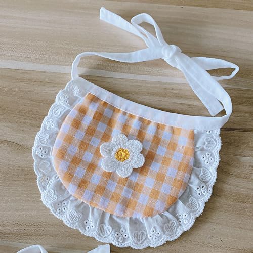 Haustier-Hunde-Sabber-Handtuch, Hunde-Bandana, niedliches, modisches Karomuster, Smiley-Gesicht, kleine Hunde-Lätzchen für Bichon, Teddy, Zwergspitz (Orange) von LIYJTK