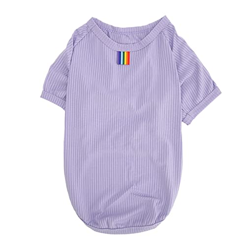 Hundehemd weich atmungsaktiv hohe Dehnbare Kurzarmpelpen Frühling Summer Lila für kleine mittelgroße große Hunde (2XL) von LIYJTK