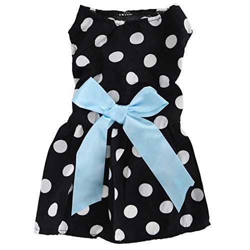 Hundekleid Polyester ärmellose Rockkleider mit Bogen auf dem Rücken Haustier süße Elegante Sommerkleidung (XZD223 Weiße Punkte m) von LIYJTK