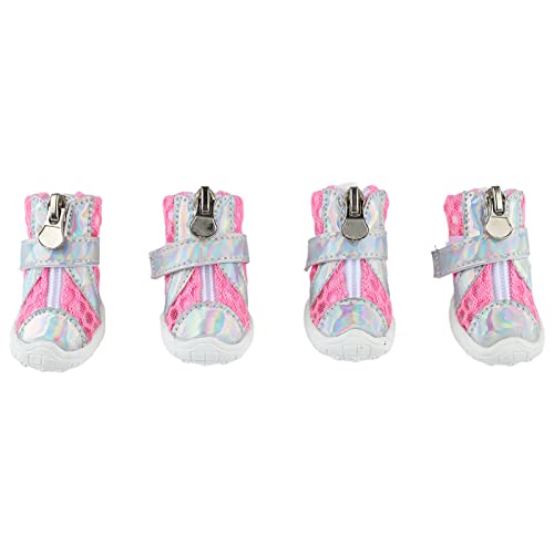 Hundestiefel Sommer stilvolle leichte, atmungsaktive Mesh Slip -Resistant Sohle für Heiße Fahrbahn 4PCs (Rosa) von LIYJTK
