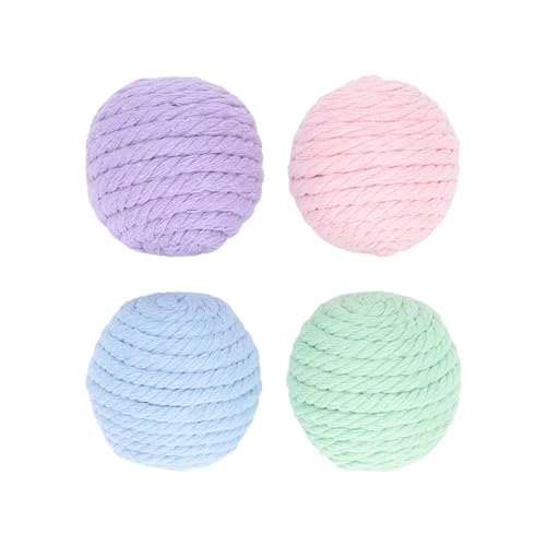 LIYJTK 4 Farben Katzenballspielzeug Interaktive Bunte Wollgarnbälle Kätzchen jagen 4-teiliges Baumwollseil mit Raschelstein Langeweile Linderung gewebt für Hauskatzen LIYJTK 4 Farben Katzenballspielzeug Interaktive Bunte Wollgarnbälle Kätzchen jagen 4-teiliges Baumwollseil mit Raschelstein Langeweile Linderung gewebt für Hauskatzen von LIYJTK