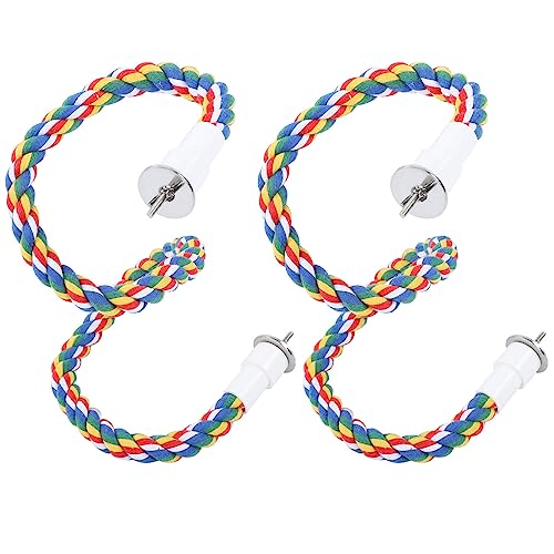 LIYJTK Vogelseil-Sitzstangen, Vogelkäfig-Schaukel, Spiralständer, Spielzeug, bunt, handgefertigt, Stehseil, Vogelklettern, Papageienständer, Spielzeug, Käfigseil für (60CM) von LIYJTK