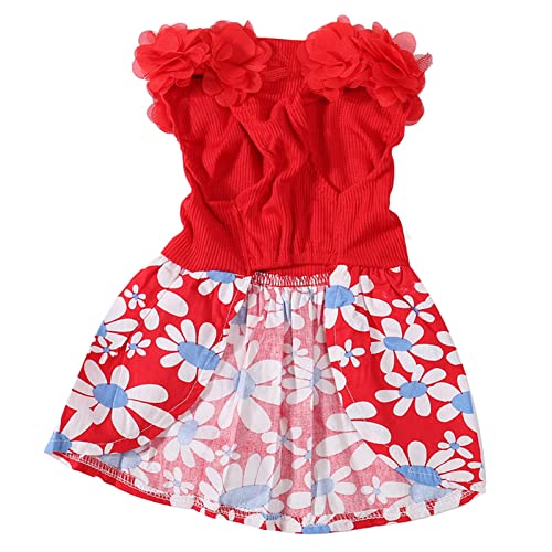 Nettes stilvolles rotes Hundekleid florales Welpenkleid für die Sommerparty (S) von LIYJTK
