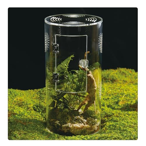 Acryl-Terrarium für Reptilien & Spinnen, kleines/mittelgroßes/großes, auslaufsicheres Gehege (horizontal/vertikal) | ideal für Vogelspinnen, Springspinnen, Frösche und Geckos (groß rund) von LIZ QNNALY