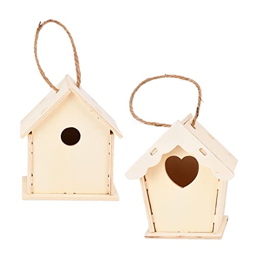 2 Stück Vogelhaus aus Holz, Mini-Vogelhaus Zum Aufhängen Im Freien, Vogelnistkasten, Garten, Balkon, Innenhof, Ornamente, Vogelnester Für Papageien, Sperlinge Und Kolibris von LIZEALUCKY