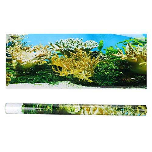Aquarium-Hintergrund-Poster-Aufkleber, PVC-Kleber, Wasserpflanzen, Korallenmuster, Aquarium, Landschaft, Tapete, Malerei, Aufkleber, Unterwasser-Dekoration, 61 x 41 cm, 122 x 50 cm (61*41cm) von LIZEALUCKY