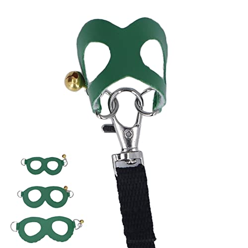 Hamster-Geschirr und Leine-Set, kein Ziehen, Meerschweinchen, gestreifte Weste, Kunstleder, weich, leicht zu tragen, Rattengang mit Glöckchen für Frettchen, Leguan, Bartagamen (Green) von LIZEALUCKY