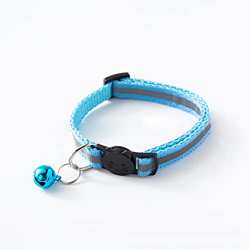 Haustier Klingelhalsband, Polyester, reflektierend, verstellbar, Sicherheitsschnalle, Katzenhalsband, abtrünniges Katzenhalsband, verstellbar, für Katzen, Hunde, Welpen, Kätzchen (Himmelblau) von LIZEALUCKY