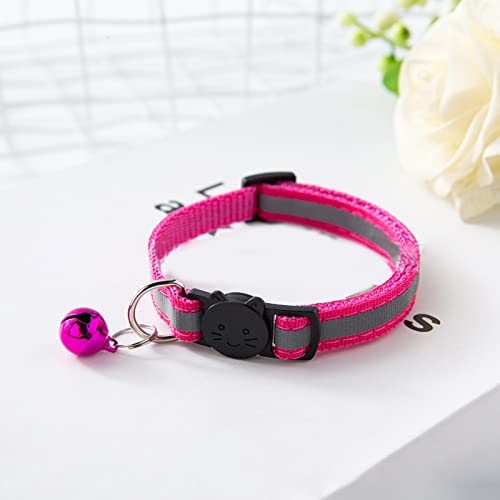 Haustier Klingelhalsband, Polyester, reflektierend, verstellbar, Sicherheitsschnalle, Katzenhalsband, abtrünniges Katzenhalsband, verstellbar, für Katzen, Hunde, Welpen, Kätzchen (Rosenrot) von LIZEALUCKY