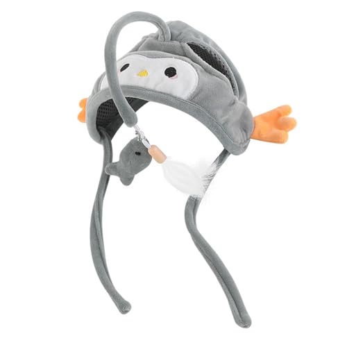 Katzenhut, Hut für Katzen, Katzenhut, neckendes Spielzeug, interaktiv, weich, süß, bissfest, Linderung von Langeweile, Kätzchen, Angeln, Kopfschmuck, Spielzeug für Katzen und (Gray) von LIZEALUCKY