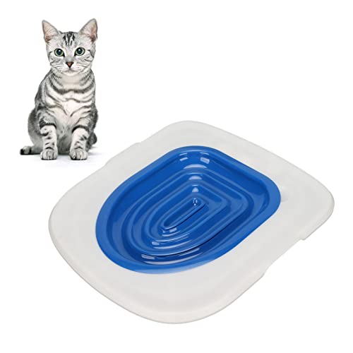 Katzentoiletten-Trainingssysteme, universeller wiederverwendbarer Haustier-Toilettentrainer, umweltfreundlicher Katzen-Toilettentrainer für die Haustierreinigung (Weißes Tablett, 1 Blaue Innenstütze) von LIZEALUCKY