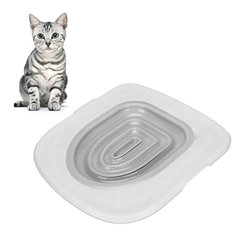 Katzentoiletten-Trainingssysteme, universeller wiederverwendbarer Haustier-Toilettentrainer, umweltfreundlicher Katzen-Toilettentrainer für die Haustierreinigung (Weißes Tablett, 1 graue Innenstütze) von LIZEALUCKY