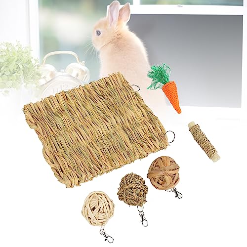 LIZEALUCKY Hamster-Kauspielzeug, Kaninchen-Spielzeug, Meerschweinchen-Häschen-Set, lindert Langeweile, Zähneknirschen, Grasmatte, Ball-Kauen für Papageienpflege, handgefertigt LIZEALUCKY Hamster-Kauspielzeug, Kaninchen-Spielzeug, Meerschweinchen-Häschen-Set, lindert Langeweile, Zähneknirschen, Grasmatte, Ball-Kauen für Papageienpflege, handgefertigt von LIZEALUCKY