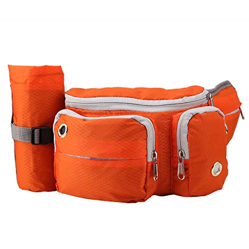 LIZEALUCKY Hunde Trainings Taschen Welpen Tasche Snack Beutel Laufsack Taille mit verstellbarem Gürtel in Poop Dispenser Aufbewahrung Paket für Reise zubehör zum Gehen (Orange) von LIZEALUCKY