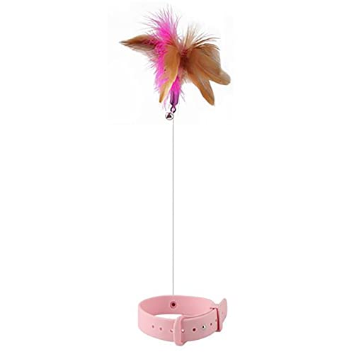 LIZEALUCKY Katzenfederhalsband, Spielzeug, verstellbar, flexibel, lustig, interaktives Katzenhalsband, multifunktionaler Katzenfederstab mit Glocke für das Spielen im Innenbereich mit Katzen (Rosa) von LIZEALUCKY