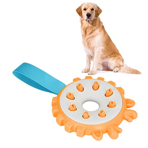 LIZEALUCKY Kauspielzeug für Hunde, bissfest, interaktive Zahnreinigung, rund, für Welpen, Backenzähne, Zahnbürste, Kaustäbchen, Knochen zum Zähneputzen, Zahnen, Spielzeug, Zahnpflege, (Orange) von LIZEALUCKY