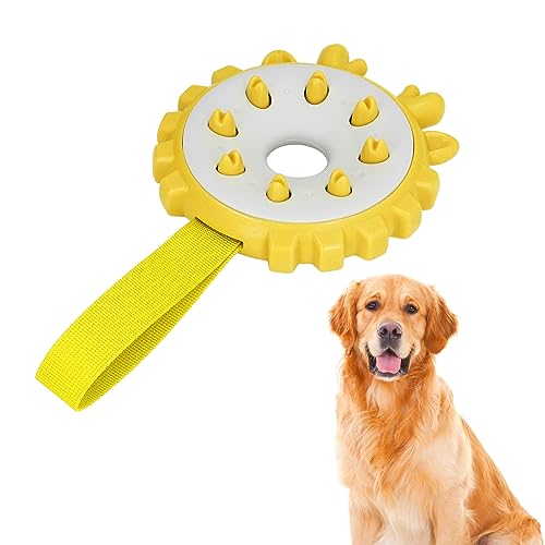 LIZEALUCKY Kauspielzeug für Hunde, bissfest, interaktive Zahnreinigung, rund, für Welpen, Backenzähne, Zahnbürste, Kaustäbchen, Knochen zum Zähneputzen, Zahnen, Spielzeug, Zahnpflege, (Yellow) von LIZEALUCKY