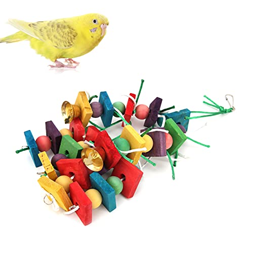 LIZEALUCKY Parakeet Chewing Toy Multicolored Parrot Toys Cage Bite Nature Hanging Wooden Blocks for Macaws Pet Bird (Thin Rope Style) von LIZEALUCKY
