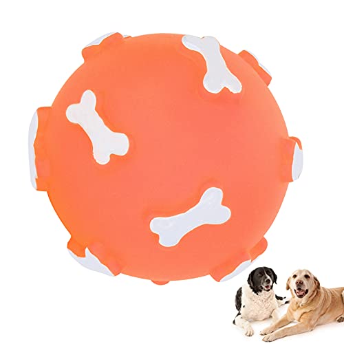 LIZEALUCKY Quietschender Hundeball für Welpen, interaktives Spielspielzeug, Zahnreinigung, Kauen, Stimmreinigung, Zahnen, Haustierbedarf, weich, federnd, apportieren, ungiftig, für den (Orange) von LIZEALUCKY