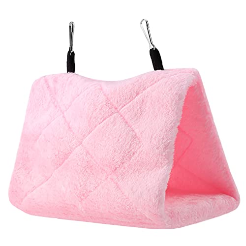 LIZEALUCKY Vogel hängender Vogelkäfig, weiche Plüsch Hängematte, hängendes Käfigzelt für Vögel, Winter, warmes Bett, Haustierspielzeug, Rosa, Blau, Grau (M) von LIZEALUCKY