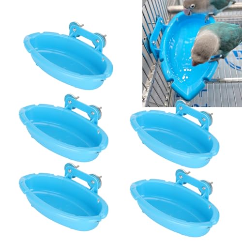 LIZEALUCKY Vogelkäfig-Wasserbadewanne, 5-teilige Wanne, Futterspender, Duschwanne, Papageien-Badewannen, Spielzeug, Kunststoff-Badewannenbox für Papageien, kleine Vögel, Sittiche, von LIZEALUCKY