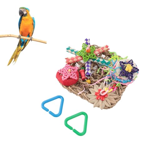 Vogelspielzeug, Futtersuche, Wandspielzeug, essbare gewebte Kletter-Hängemattenmatte, Nymphensittiche mit Buntem Kauspielzeug und Zubehör, Verschiedene Seegrassorten für von LIZEALUCKY