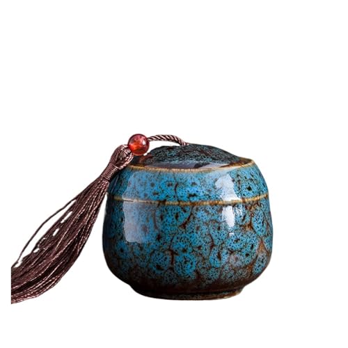 LIZHAYG Tierurnen FüR Hunde 70ML Keramik Mini Memorial Haustier Urne versiegelt Kanister Asche Lagerung Box Beerdigung Container Lagerung Speicher Beerdigung(Blue) von LIZHAYG