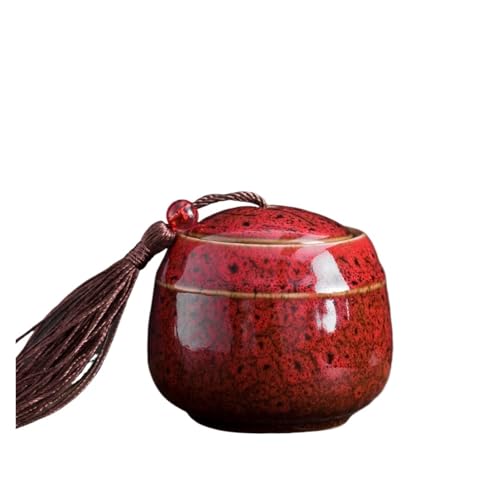 LIZHAYG Tierurnen FüR Hunde 70ML Keramik Mini Memorial Haustier Urne versiegelt Kanister Asche Lagerung Box Beerdigung Container Lagerung Speicher Beerdigung(Red) von LIZHAYG