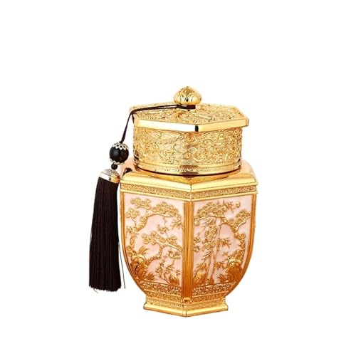 LIZHAYG Tierurnen FüR Hunde Andenkenurnen for Haustiere, Metallurne for Tiere, Bestattungsbehälter for menschliche Asche, Sargbox(Gold) von LIZHAYG