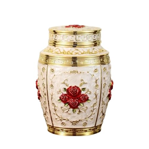LIZHAYG Tierurnen FüR Hunde Blumenurnen for Haustiere, Metallurnen for Haustiere, Trauerbox for Welpen, Bestattungsurne for menschliche Asche, Sarg(Red-Gold) von LIZHAYG