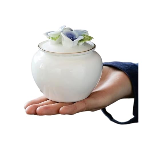 LIZHAYG Tierurnen FüR Hunde Florale Haustierurne, Hund, Katzen, Vögel, Kleintiere, Versiegeltes Funken-Vorratsglas, Gedenkbedarf(White) von LIZHAYG