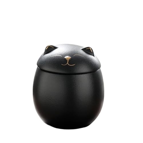 LIZHAYG Tierurnen FüR Hunde Haustier-Urnen Katze Hund Asche Lagerung Keramik versiegelt Jar Pet Memorials(Cat Black) von LIZHAYG
