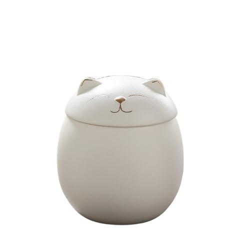 LIZHAYG Tierurnen FüR Hunde Haustier-Urnen Katze Hund Asche Lagerung Keramik versiegelt Jar Pet Memorials(Cat White) von LIZHAYG