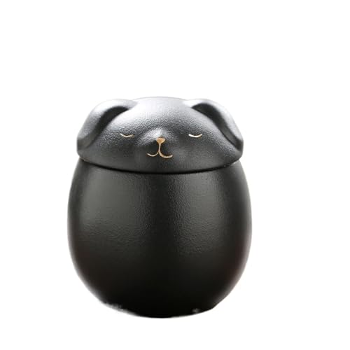 LIZHAYG Tierurnen FüR Hunde Haustier-Urnen Katze Hund Asche Lagerung Keramik versiegelt Jar Pet Memorials(Dog Black) von LIZHAYG