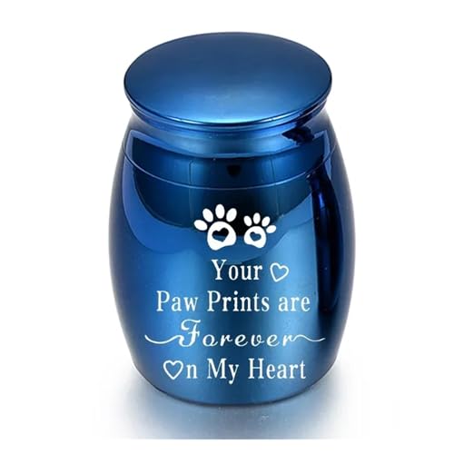 LIZHAYG Tierurnen FüR Hunde Haustierurne Metallurne for Haustiere Tragbare Hunde Memorial Katzen Asche Andenken Einäscherung Asche Urne(Blue) von LIZHAYG