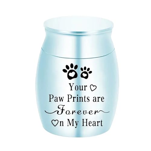 LIZHAYG Tierurnen FüR Hunde Haustierurne Metallurne for Haustiere Tragbare Hunde Memorial Katzen Asche Andenken Einäscherung Asche Urne(Blue1) von LIZHAYG