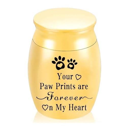 LIZHAYG Tierurnen FüR Hunde Haustierurne Metallurne for Haustiere Tragbare Hunde Memorial Katzen Asche Andenken Einäscherung Asche Urne(Gold) von LIZHAYG