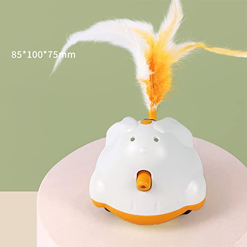 LIZHOUMIL Elektrischer Teaser-Stick für Katzen mit wiederaufladbarem Feder-USB-Infrarot-Automatikspielzeug für Innenkatzen Orange weiß 7,5 x 8,5 x 10 cm von LIZHOUMIL