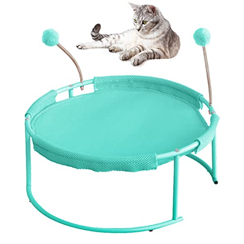 LIZHOUMIL Katzenbett Hängematte mit Plüschmatte & Katzenspielzeug Plüschball Haustier Schlafbett Atmungsaktives Mesh Elastisch Bequem Abnehmbar Waschbar Hängematte für Kitty & Welpe Indoor und Outdoor Mesh Grün von LIZHOUMIL