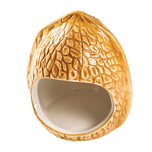LIZHOUMIL Lustiges Hamster-Keramik-Nest für den Sommer, kühlend, klimatisiert, 360 Grad, Rundumschutz, verschiedene niedliche Formen, Haustiere, Porzellan, Walnuss, 8,9 x 8 x 9,9 cm von LIZHOUMIL