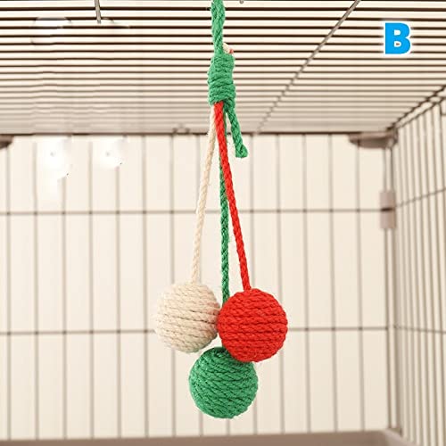 LIZHOUMIL Pet Cat Hanging Sisal Ball Bissfestes, verschleißfestes Jute-Schnur-Seil-Haustierbedarf zur Linderung von Langeweile (rot grün weiß) von LIZHOUMIL