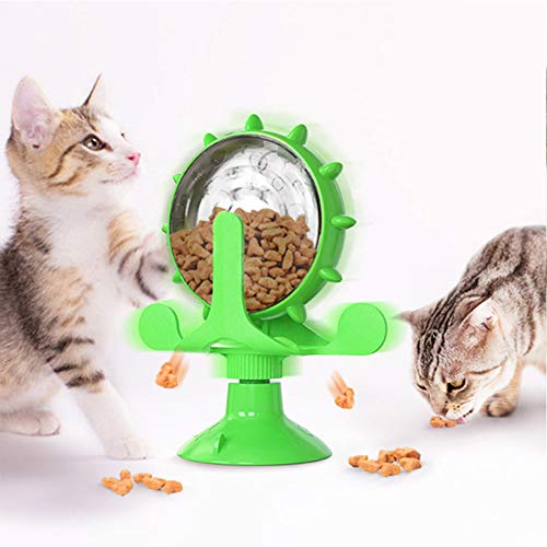 LIZHOUMIL Slow Food Lecker Haustierzubehör für Katzen und Hunde, lustiges Windmühle, Drehteller für Katzen, grün von LIZHOUMIL